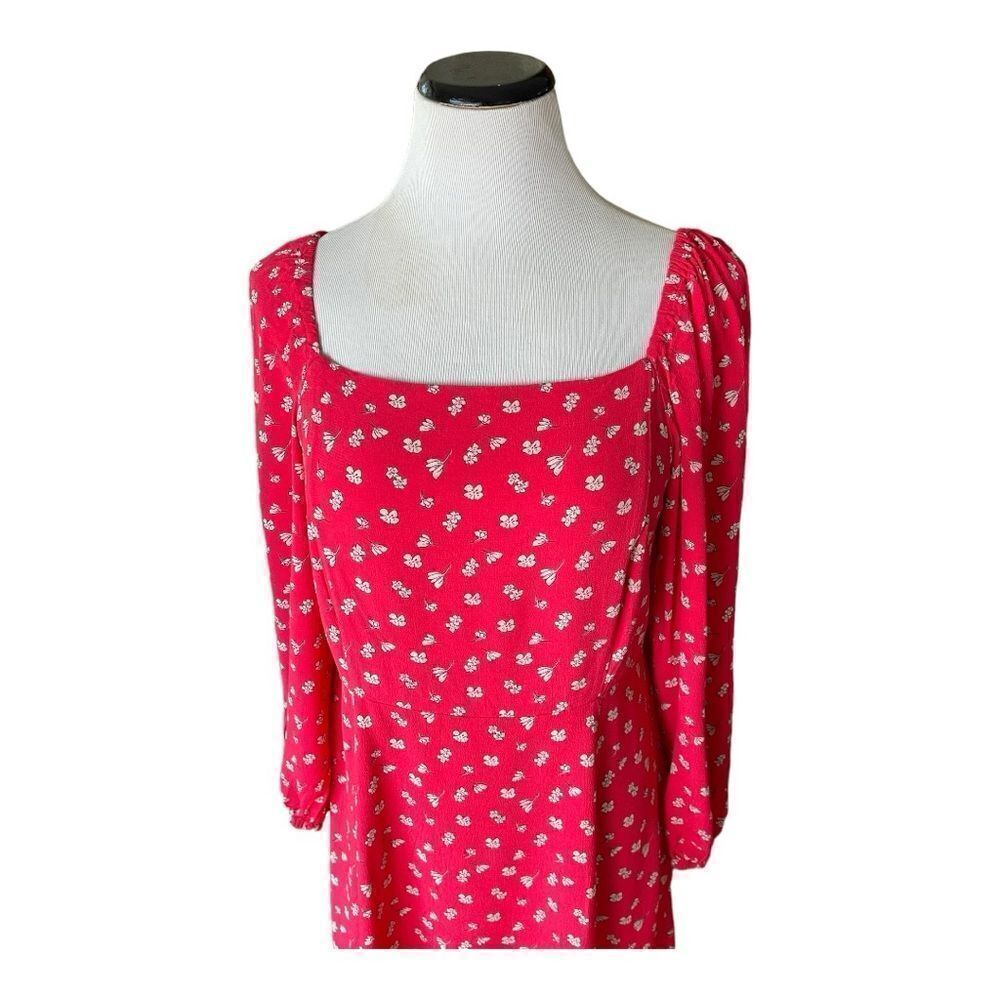 Anthropologie Sanctuary Cilia Wildflower Red Dress Sz 12 3/4 Sleeves Ballon EUC - Picture 3 of 10